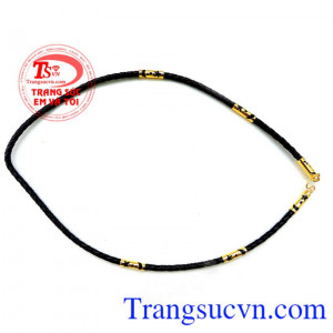 Dây da đeo cổ bọc vàng nam