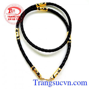 Dây da đeo cổ bọc vàng nam, Dây da bọc vàng