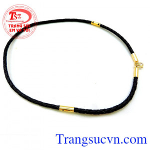 Dây da đeo cổ vàng