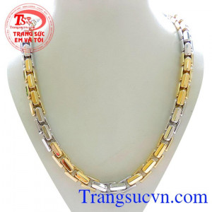 Dây chuyền vàng 18k 750,Hai màu vàng và Vàng trắng đúc đặc đeo nam tính và đẳng cấp