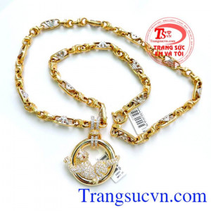 Bộ dây chuyền mặt Báo vàng May Mắn