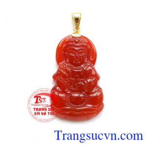 Bán Phật Quan Âm mã não vàng 14k đeo may mắn luôn tượng trưng cho điềm lành, lòng từ bi,bác ái, hướng thiện, hướng phật, hóa hung khí, giải trừ tai ách cho gia chủ
