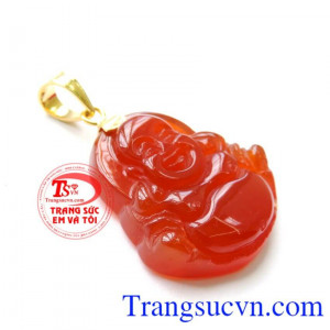 trang sức uy tín lâu năm trên toàn quốc, mặt đá phật di lặc phong thủy đem lại may mắn. Mặt Phật Di Lặc đá Mã Não vui vẻ