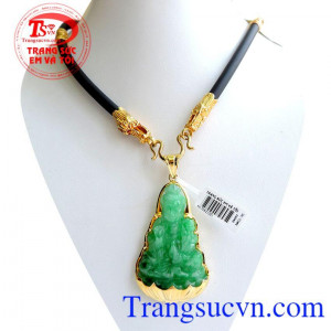 Bộ Mặt Phật Bà Ngọc Phỉ Thúy bọc vàng Dây Rồng, Mặt phật bà Quan âm được tạc từ Natura Jadeite hoàn toàn nguyên khối,