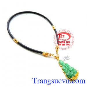 Bọc vàng chắc chắn và sáng bóng,Dây đốt rồng nam tính và mạnh mẽ. Phật Bà Ngọc Phỉ Thúy bọc vàng Dây Rồng