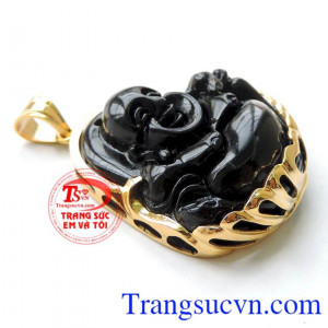 Mặt Di lặc bọc vàng 14k đen