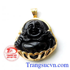 Chiếc Mặt Di lặc bọc vàng 14k đen thiên nhiên, chất lượng đảm bảo hộ mệnh và tinh tế đẳng cấp và sang trọng