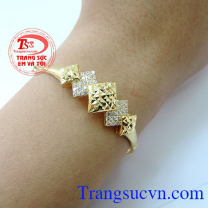 Vòng tay vương miện quyền quý,Vòng tay vàng tây 10k sản xuất.