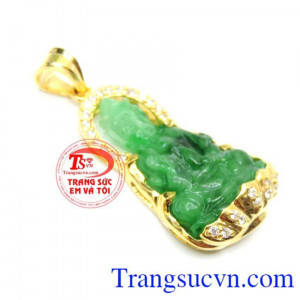 Phật ngọc cẩm thạch bọc vàng 14k