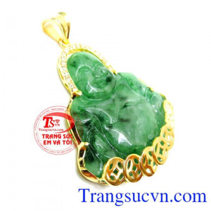Phật ngọc cẩm thạch bọc vàng 14k
