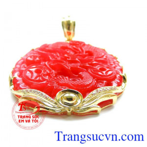 Mặt dây chuyền nam chạm khắc bọc vàng 10k sáng bóng đảm bảo chất lượng hợp thời trang, sang trọng và phong thủy