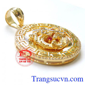 Mặt dây chuyền nam chạm khắc bọc vàng 10k sáng bóng đảm bảo chất lượng hợp thời trang, sang trọng và phong thủy