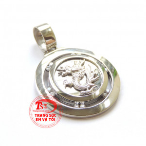 Mặt rồng nam vàng trắng vàng 14k đảm bảo chất lượng,trắng sáng