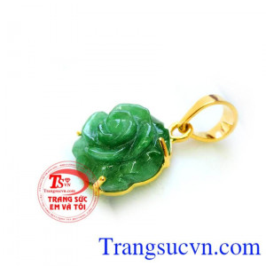 Mặt dây vàng hoa hồng lục