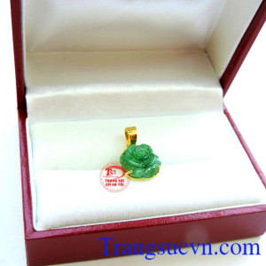 Mặt dây vàng hoa hồng lục