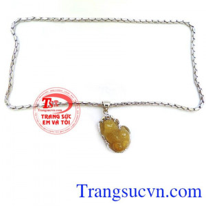 Bộ mặt dây vàng trắng Tỳ hưu mệnh Kim đeo may mắn và công danh