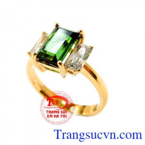 Nhẫn nữ Tourmaline xanh đảm bảo hàng nước 1