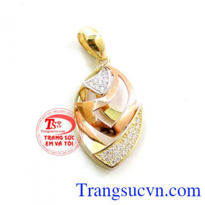 Mặt nữ giọt nước 3 màu, mặt dây chuyền vàng đẹp, sang trọng, vàng sản xuất 10k chất lượng. 