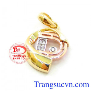 Mặt nữ chữ D đính đá,mặt dây chuyền vàng nữ nhỏ xinh xắn phù hợp làm quà tặng cho bạn gái.