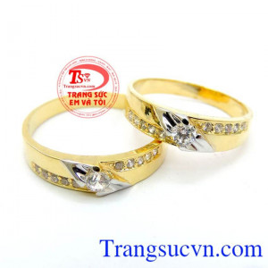 Cặp Nhẫn Cưới Uyên Ương vàng 10k chất lượng