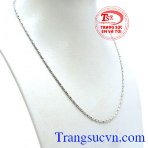 Dây nữ Ý vàng trắng 10k xinh, dây chuyền vàng nữ nhập khẩu Italy hình móc khóa đẹp