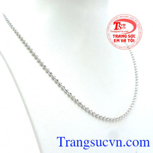 Dây nữ bi trắng nhập Italy, dây chuyền nữ vàng trắng Ý thiết kế dạng bi sang trọng, quý phái