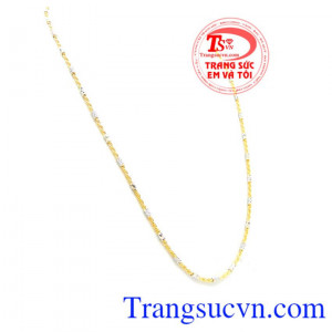 Dây chuyền bện mắt đẹp Italy, dây chuyền vàng 10k nhập khẩu thời trang, sáng
