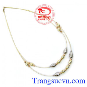 Chiếc kiềng lồng 2 dây đẹp, sang trọng quý phái cho người phụ nữ. Kiềng vàng Italy bên nhau trọn đời