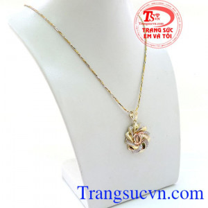 Bộ dây chuyền nữ trang 10k sáng, bảo hành 6 tháng. Bộ dây hoa xuân dịu dàng
