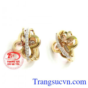 Bông Tai Vàng Tây Hoa Xinh 10k