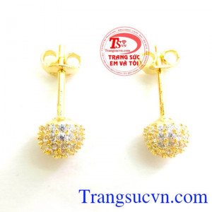 Bông Tai Kết Đá Tròn Đẹp Hoa tai vàng gắn đá hình cầu, với mong muốn tìm cho mình hạnh phúc đích thực với long Chung Thủy trọn vẹn, Bông Tai Kết Đá Tròn Đẹp