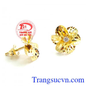 Đôi Bông Tai Hình Hoa Đào dành cho nữ chất lượng vàng đảm bảo