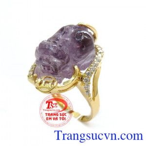 Nhẫn nữ tỳ hưu amethyst đẹp, nhẫn nữ tỳ hưu vàng 14k chuẩn chất lượng, kèm giấy kiểm định, nhẫn nữ tỳ hưu thạch anh tím đẹp, đeo phong thủy, bán nhẫn nữ tỳ hưu, có thể đặt thiết kế theo yêu cầu và chọn loại đá quý phù hợp với tuổi mệnh của bạn.