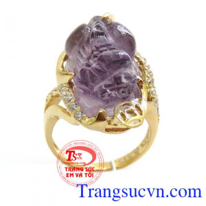 Nhẫn nữ tỳ hưu amethyst đẹp, nhẫn nữ tỳ hưu vàng 14k chuẩn chất lượng, kèm giấy kiểm định, nhẫn nữ tỳ hưu thạch anh tím đẹp, đeo phong thủy, bán nhẫn nữ tỳ hưu, có thể đặt thiết kế theo yêu cầu và chọn loại đá quý phù hợp với tuổi mệnh của bạn.