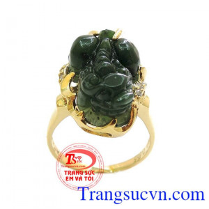 Nhẫn nữ tỳ hưu 14k NCT, Nhẫn nữ ngọc cẩm thạch khắc tỳ hưu đẹp, sang trọng, đeo phong thủy. Nhẫn nữ vàng tây đá quý, nhẫn thời trang cho phái đẹp. bảo hành 12 tháng, có thu mua lại với thời hạn vĩnh viễn.