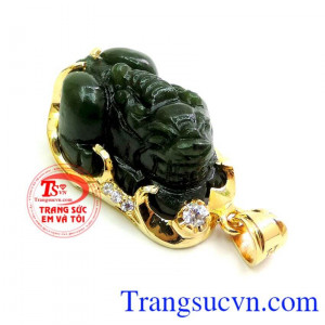 Mặt tỳ hưu ngọc cẩm thạch 14k 