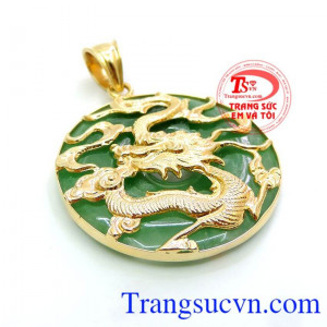 Mặt ngọc bọc rồng phong thủy, ngọc có giấy kiểm định, vàng chuẩn chất lượng, có thu mua lại sản phẩm với thời hạn vĩnh viễn