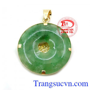 Mặt Jadeite Đồng xu Rồng Vàng 18k sáng bóng đảm bảo chất lượng hợp thời trang, sang trọng và phong thủy