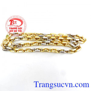 Dây nam mắt lồng xu hướng 2017, dây chuyền vàng nam 10k đẹp, mắt xích lồng thời trang 5 vàng, 2 trắng. Dây chuyền nam đẹp, bảo hàng 6 tháng, có giấy kiểm định chất lượng vàng