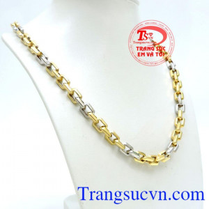 Dây nam mắt lồng xu hướng 2017, dây chuyền vàng nam 10k đẹp, mắt xích lồng thời trang 5 vàng, 2 trắng. Dây chuyền nam đẹp, bảo hàng 6 tháng, có giấy kiểm định chất lượng vàng
