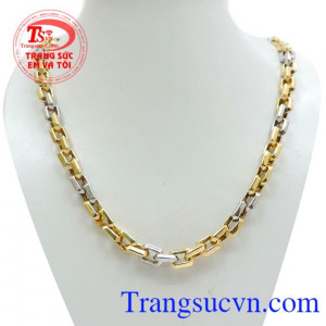 Dây nam mắt lồng xu hướng 2017, dây chuyền vàng nam 10k đẹp, mắt xích lồng thời trang 5 vàng, 2 trắng