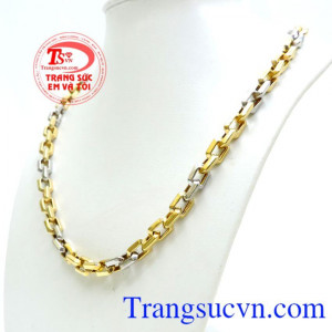 Dây nam mắt lồng xu hướng 2017, dây chuyền vàng nam 10k đẹp, mắt xích lồng thời trang 5 vàng, 2 trắng