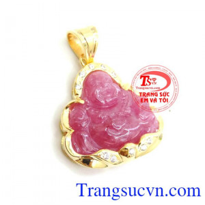 Mặt Phật Di Lặc Ruby Bọc Vàng chất lượng vàng đảm bảo
