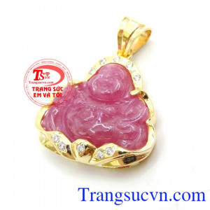 Mặt Phật Di Lặc Ruby Bọc Vàng 14k Đảm bảo chất lượng vàng, Và Giấy kiểm định đá quý