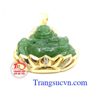 Mặt Phật Di Lặc Nephrite 14k