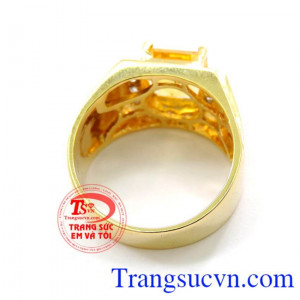 Nhẫn nam citrine thời trang, nhẫn nam vàng tây đá quý thạch anh vàng, nhẫn nam phong thủy, vàng 14k sang trọng. mặt thạch anh vàng đpẹ kết hợp với nhẫn 14k sáng, bền màu, bảo hành 12 tháng