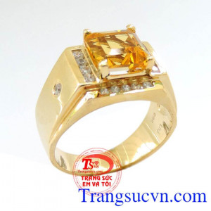 Nhẫn nam citrine thời trang, nhẫn nam vàng tây đá quý thạch anh vàng, nhẫn nam phong thủy, vàng 14k sang trọng. mặt thạch anh vàng đpẹ kết hợp với nhẫn 14k sáng, bền màu, bảo hành 12 tháng