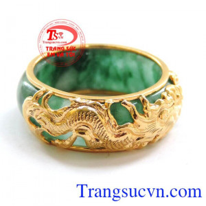 Nhẫn ngọc rồng bảo vật, nhẫn ngọc cẩm thạch đẹp bọc rồng vàng 10k , nhẫn ngọc cẩm thạch phù hợp với tất cả các mệnh, nhẫn ngọc rồng vàng không chỉ đeo thời trang mà còn mang lại sự may mắn và thuận lợi trong công việc