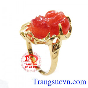 Chiếc Nhẫn Tỳ Hưu Vàng 14k chất lượng cao. Chiếc Nhẫn Tỳ Hưu Vàng 14k thiết kế đẹp sang trọng mang lại vẻ đẹp quý phái cho nữ