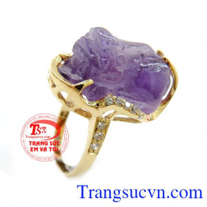 Bán chiếc Nhẫn Nữ Tỳ Hưu Thạch Anh Tím Tài Lộc chất lượng cao